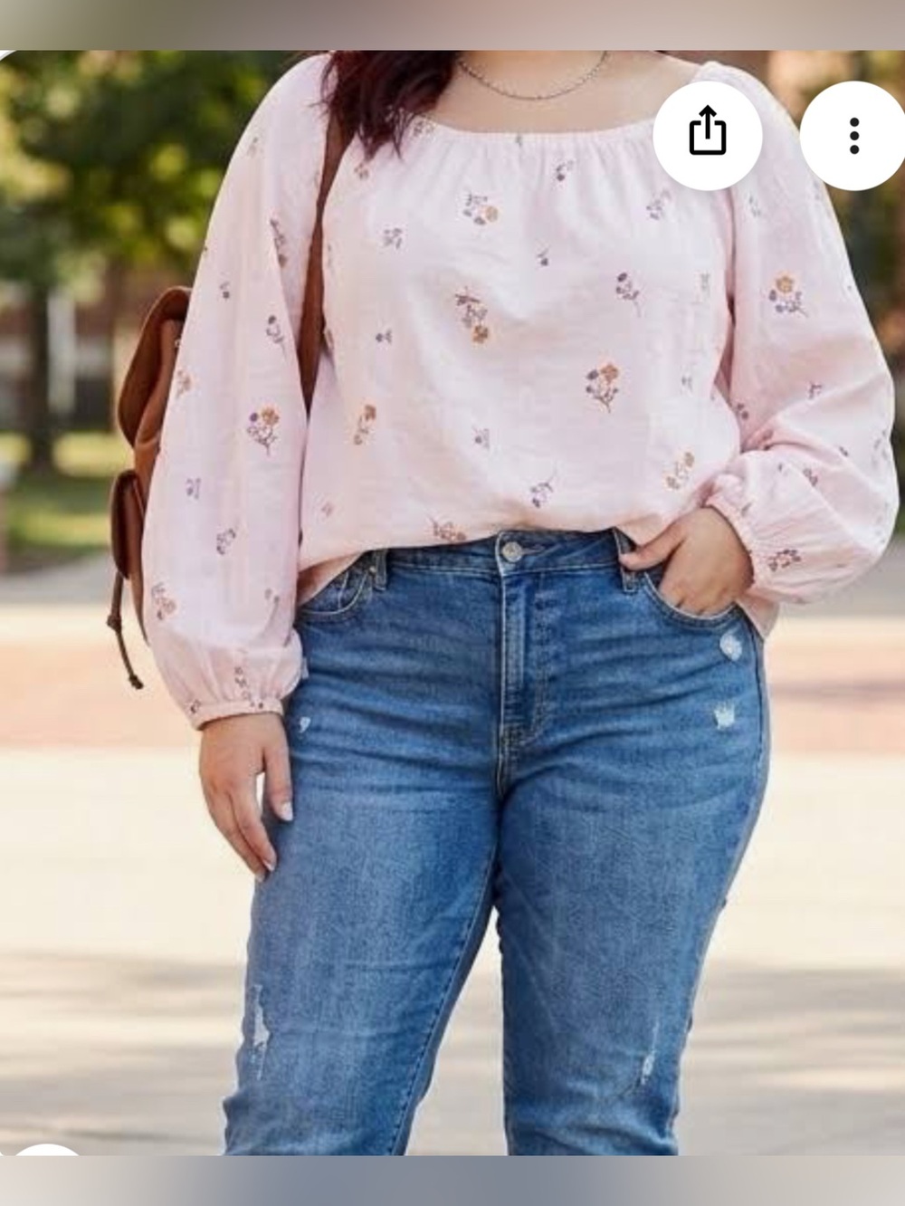 Women's light Pink Floral On/Off -Shoulder Blouse - Size M
